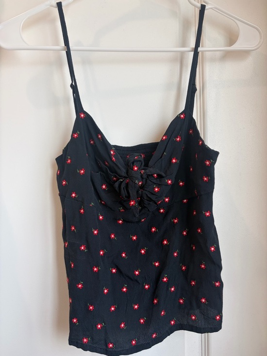 Brandy Melville Tops - Brandy Melville John Galt Black Red Floral Tie-Front NWT